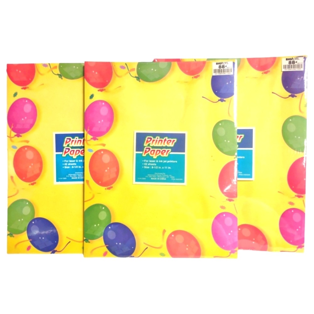 Multi color Falling Balloons Printer Paper or Craft Paper Bundle